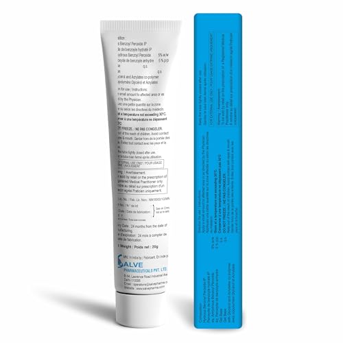 SALVE Benxop 5% Benzoyl Peroxide Gel (20 g / 0.70 oz) - Topical Skincare Gel for Oil-Prone and Congested Skin