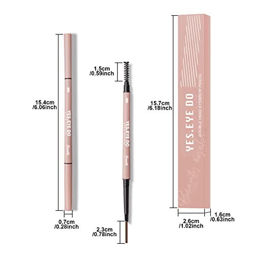 Grey Eyebrow Pencil for Older Women, Gray Eyebrow Pencil for Grey Hair with Spoolie, Micro Brow Pencil for Women, Natural Looking, Hair-Like Stroke, Gray, YES.EYE DO