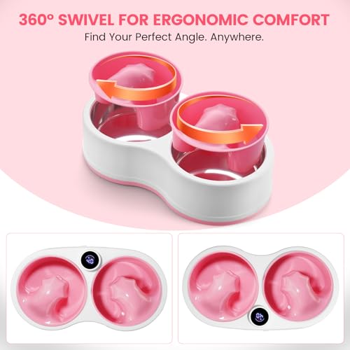 Pink Electric Nail Soaking Bowl with 10-Level Temperature Control & Dual Rotating Compartments