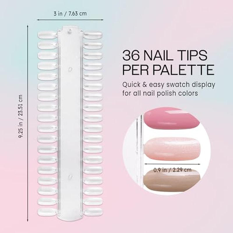 10 Palettes Beauticom 36 Nail Tips Display Board for Nail Art Design Pattern Practice and Swatch Nail Polish Colors (36 Tips Palette (Clear), 10 Pieces)