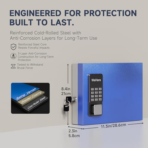 Smart Wall-Mount Key Lock Box with App Control, One-Time Code & Bluetooth