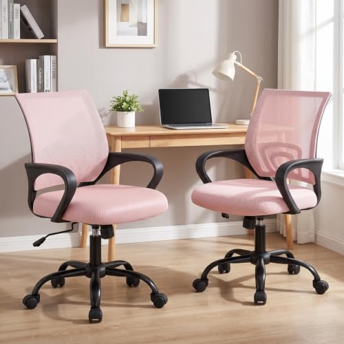 Pink Ergonomic Office Chair with Lumbar Support - 2 Pack