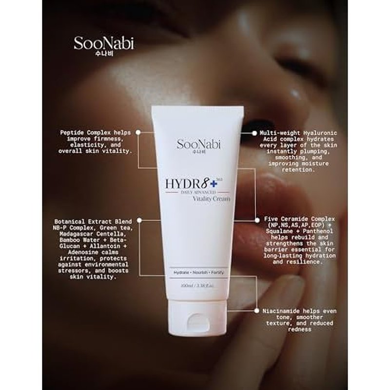 HYDR8+ 365 Daily Advanced Vitality Cream (100ml) Deep Hydration & Advanced Barrier Support, 7 Hyaluronic Acids, 5 Ceramides, NB?P Complex, Multi?Peptide Complex, Panthenol & Niacinamide Vegan