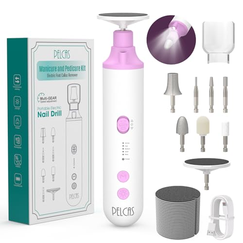 Pelcas Toenail Grinder for Thick Nails - Pink 8-in-1 Pedicure & Manicure Kit