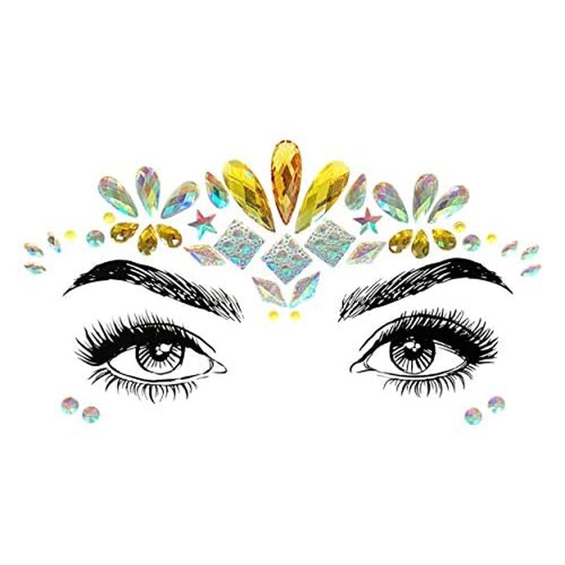8 PCS Mermaid Face Gems Glitter, Rhinestone Rave Festival Stickers Jewels, Crystals for Eyes Body Temporary Tattoos