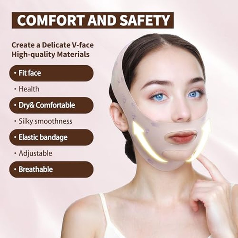 Chin Strap for Sleeping, V Line Chin Face Lifting Mask, Double Chin Reducer Eliminator for Women, Jawline Mask with Breathable & Comfortable Design, Face Wrap for Overnight Skincare (2pcs)