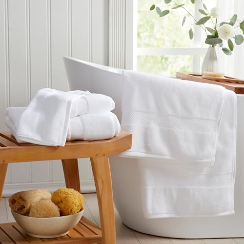 Bright White 4-Pack Cotton Hotel-Quality Bath Towels - 30x52 Inches