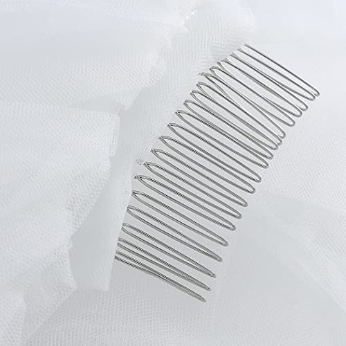 Long Bridal Lace Veil with Comb - Ivory Cathedral Wedding Tulle Hair Accessory 118" - Variation Ivory-2