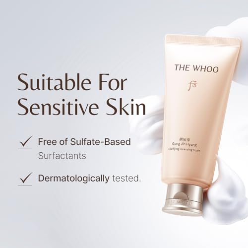 THE WHOO Gong Jin Hyang Clarifying Cleansing Foam | Hydrating & Gentle Face Wash | Deep Pore Cleanser with Amino Acids | Korean Luxury Skincare