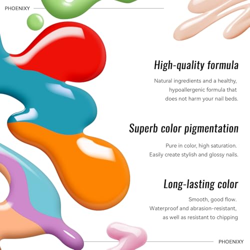 Phoenixy Gel Nail Polish Kit with UV Light - Amber Glow, 55 Colors & Manicure Tools
