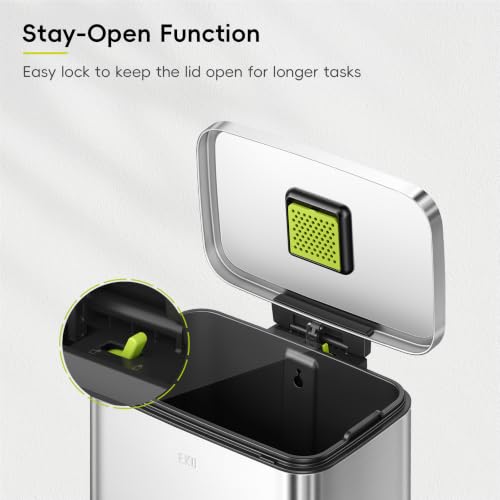 EKO Madison 50L Brushed Stainless Steel Step Trash Can with Soft Close Lid