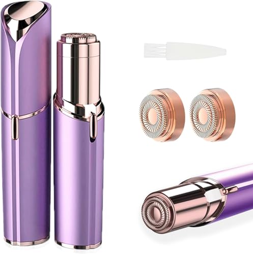 Tuokiy Facial Hair Remover for Women Purple + 2 Replacement Heads - Painless & Portable