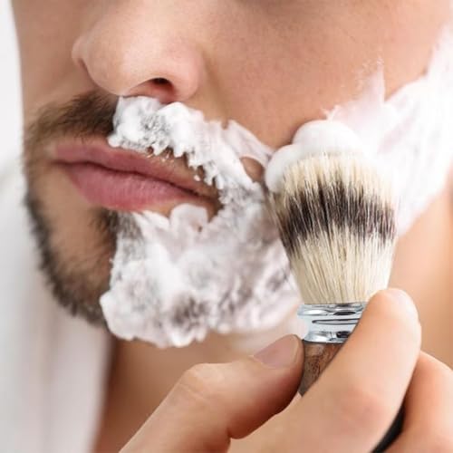 Men's Shaving Brush with Synthetic Silvertip Bristles - Hardwood & Stainless Steel