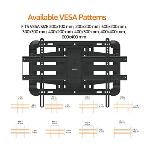 Amazon Basics Heavy Duty Full Motion Articulating TV Wall Mount for 37-80 inch Screens - Dual Arm Extension