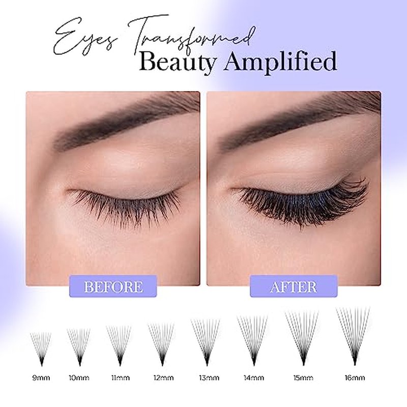 BEYELIAN 500 Fans Premade Fans Eyelash Extensions 0.07mm 10D/20D C/D Curl Volume Lash Extensions Pre Made Fans Lash Extensions Handmade Promade Loose Fans Thin Base 9-16mm Mixed