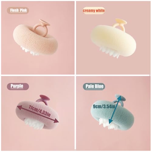 Super Soft Sunflower Suction Cup Bath Ball, New Upgraded 2-in-1 Sunflower Ball Exfoliating Bath Sponge Cleaning Brush, Mesh Shower Body Sponge Accessories for Women, Men (4 Color)