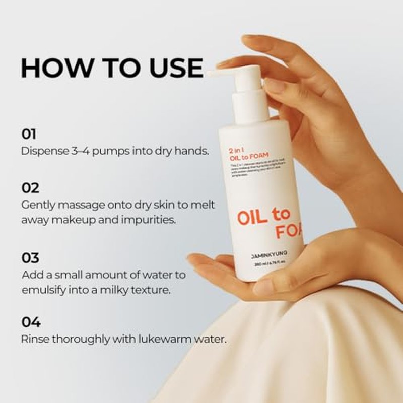 1-Step Cleansing Oil-to-Foam, Cleanser for Face, Makeup Blackhead Remover, Pore Minimizing, Korean Skin Care 6.76 fl oz