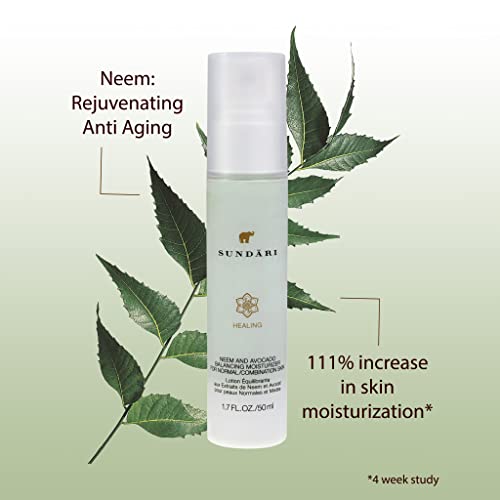 SUNDARI Neem and Avocado Balancing Moisturizer ? 1.7 Fl Oz, Hydrating Face Cream with Neem, Smoother Texture, Healthier Skin, All Natural Botanicals