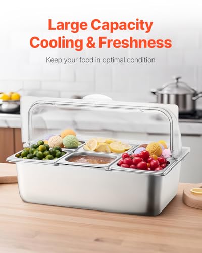 VEVOR 1.6L × 6 Countertop Food Serving Display Container with Clear Lid and Freezer Boxes