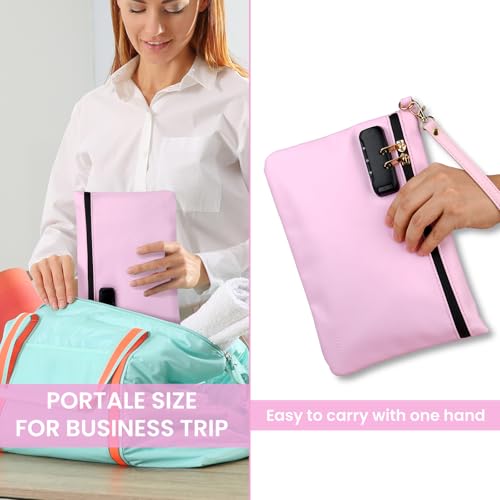 Smell Proof Bag with Combination Lock and 8 Accessories - Pink Travel Organizer