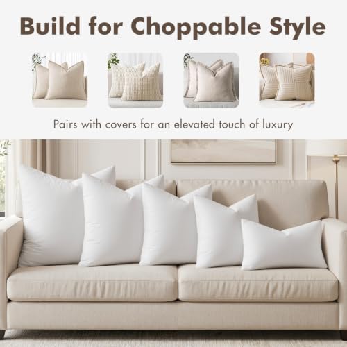 MIULEE 30x30 Inch Feather Down Pillow Inserts Set of 2 - Soft & Fluffy Support