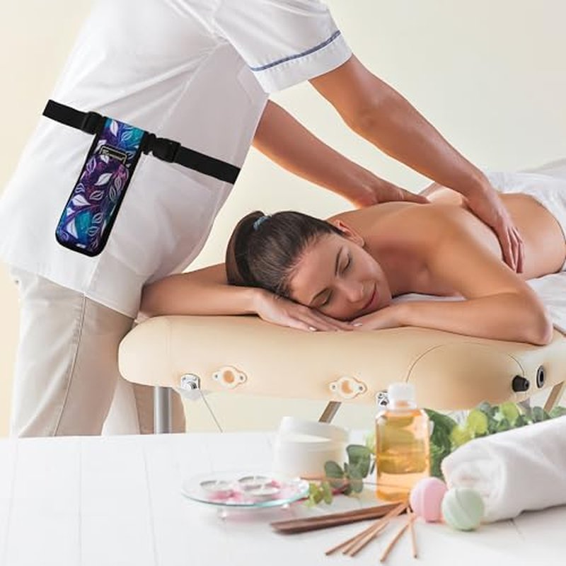 Massage Oil Lotion Bottle Holster Hands Free Adjustable Waist Strap Secure Universal Fit for Massage Therapists,Bag Only,Not Bottle Included(Dreamy Purple)
