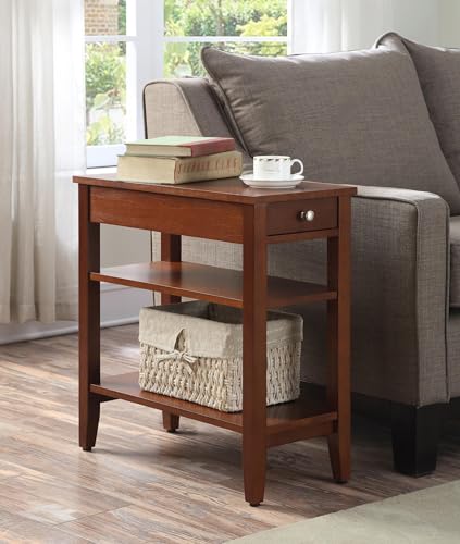 American Heritage Cherry End Table with Storage Drawer & Shelves - 23.25" Narrow Side Accent