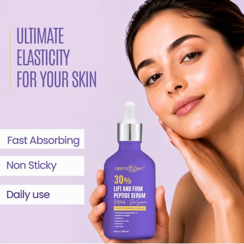 DERMAXGEN 8 Fl Oz Peptide Face Serum with Vitamin C & Hyaluronic Acid – Anti-Aging, Firming & Rejuvenating
