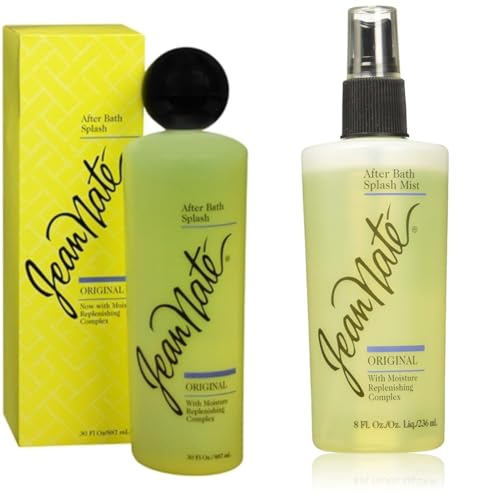 Jean Nate After Bath Splash Body Mist with Vitamin E & Aloe Vera – Citrus Scent, 30 fl oz & 8 fl oz