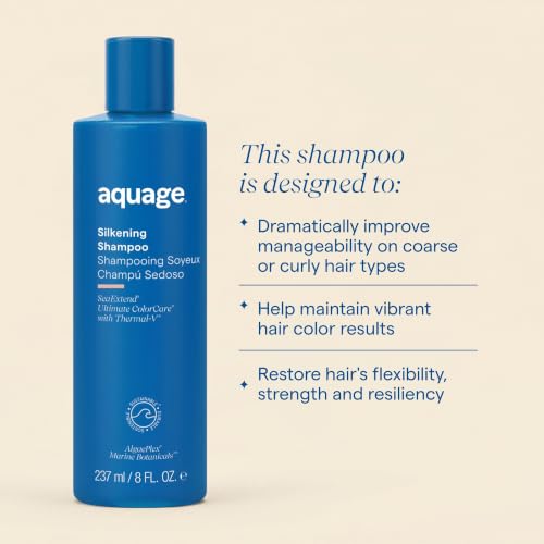Aquage Silkening Shampoo & Smoothing Color-Safe Hair Wash, Floral 8 Fl Oz