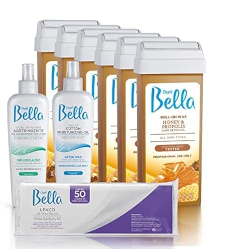 Depil Bella Honey & Propolis Roll-On Wax Kit 2.35 oz Pack of 9 for Sensitive Skin