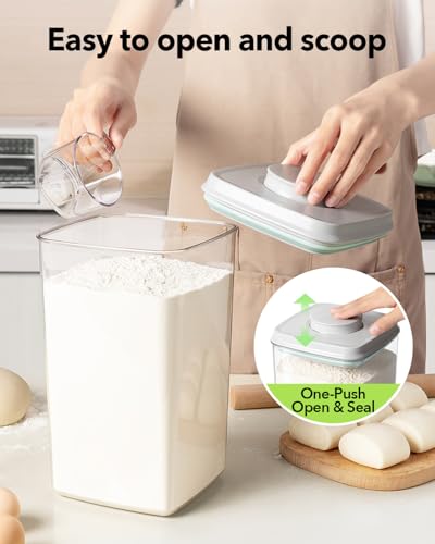 Ankou 4L Food Storage Containers with Pop Lid & Scoop Set - Stackable BPA-Free Pantry Organizer