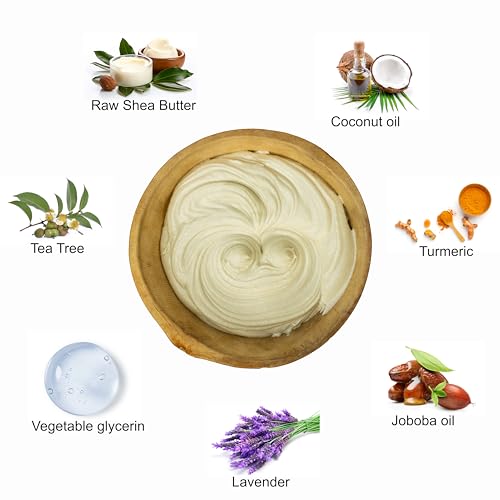 Natural Shea Body Butter with Tea Tree & Lavender - Deep Moisturizer 14 oz