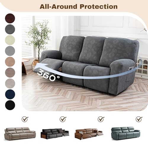 Gennia Waterproof Recliner Sofa Cover 3-Seat - Dark Gray, 72-90 Inches Variation