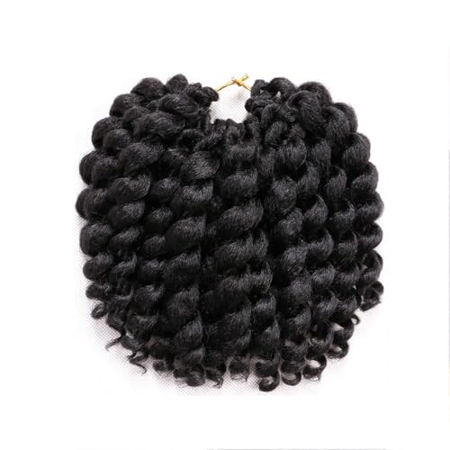 Kenkenten Jamaican Bounce Crochet Hair 4 Packs 12 Inch Wand Curl #1B - Short Curly Synthetic Hair for Black Women