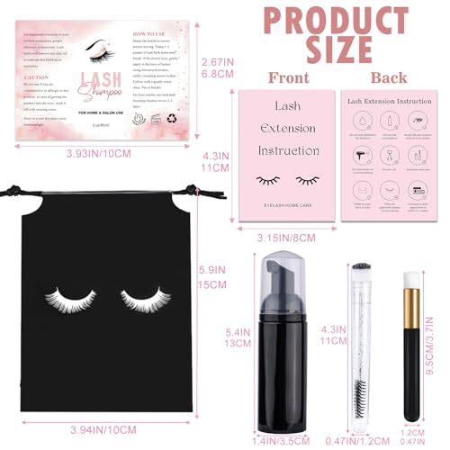 60PCS Lash Shampoo Bottles and Brushes Set for Lash Care - Black Variation