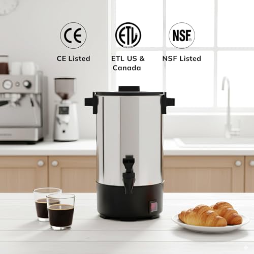 40-Cup Commercial Stainless Steel Coffee & Hot Water Urn - 6L, Metallic - Variation of THIS listing