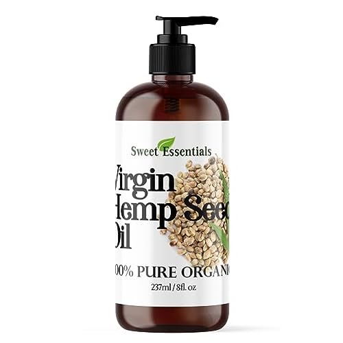 Organic Extra Unrefined Hemp Seed Oil (Food Grade) 8oz | Cannabis Sativa | Imported From Canada | 100% Pure Cold Pressed | Offers Relief From Dry & Cracked Skin, Eczema, Psoriasis, Dermatitis, Rosacea