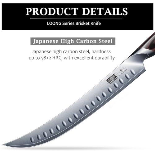 10-Inch Razor Sharp Carving Slicing Knife - Japanese High Carbon Steel Brisket Knife - Ergonomic Handle