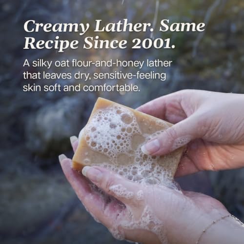 Unscented Oatmeal Honey Goat Milk Soap Bar for Dry Skin Relief - 3 Pack