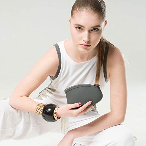 Dark Grey Small Silicone Makeup Bag - Vegan Eco-Friendly Water-Resistant Purse