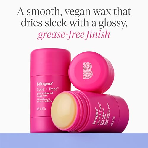 Briogeo Style + Treat Yuzu + Plum Oil Sleek Stick, Vegan Wax Hair Stick, Non-Greasy, Travel-Friendly, Tames Flyaways, Styling Stick for All Hair Types, Vegan, Cruelty-Free, 0.5 oz