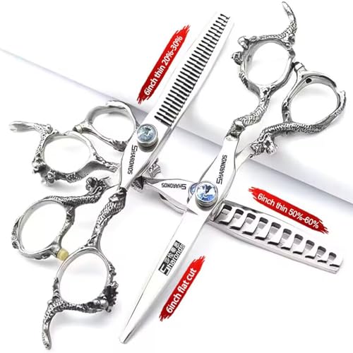 6-Inch Japanese Hair Scissors Set - 440C Stainless Steel, Razor Edge, 3 Pieces with Gift Bag - Variation of THIS listing