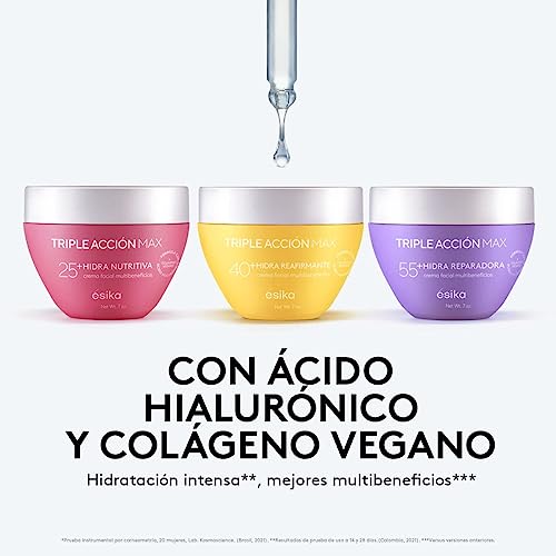 ?sika Crema facial antiarrugas Hidra Nutritiva Triple Acci?n Max 25+ a?os con ?cido hialur?nico y col?geno, 120g