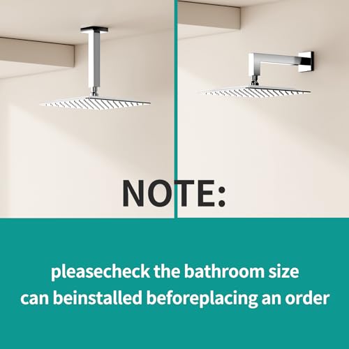 10 Inch Chrome Rain Shower Head - All Metal High Flow Square Design