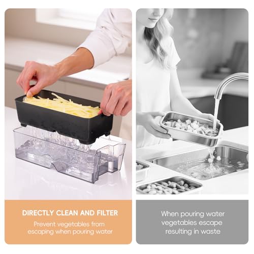 ONCE FOR ALL Safe Mandoline Slicer Pro 4th Gen Black with Large Container & Airtight Lid