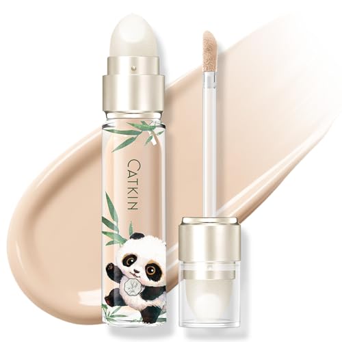 CATKIN Full Coverage Dual-Ended Liquid Concealer Eraser Dark Circles Treatment, Creamy Blendable smooth formula for Blemishes Redness, Long Lasting Waterproof, Sponge Tip Included 5g C02 COTTON