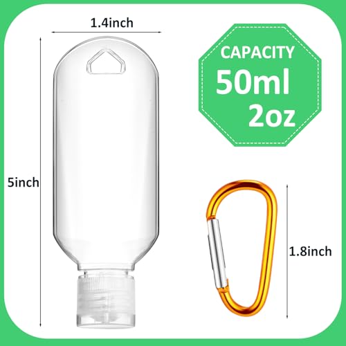 Refillable Travel Bottles with Keychain - 10 Colors, 2oz, Leakproof, 200 Pack Variation of 10 Colors / 200