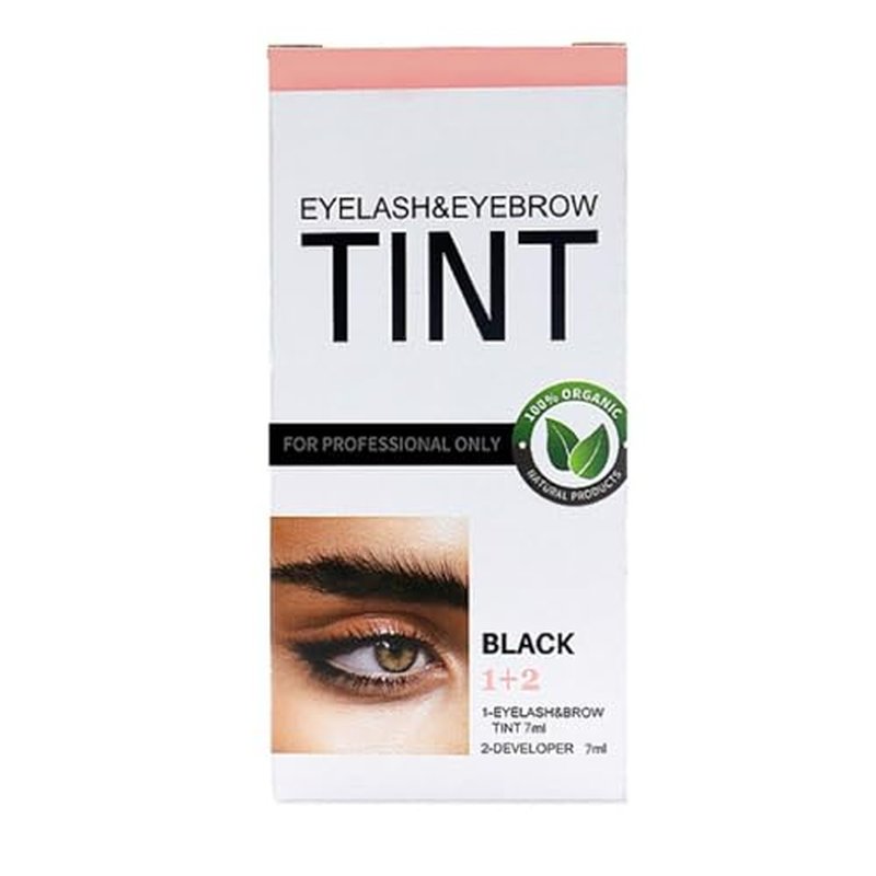 2-In-1 Lash & Brow Kit, Eyelash & Eyebrow Color Kit, Lasting for 4-6 Weeks DIY Hair Coloring for Salon Home Use 7ml Comes with the tools needed (Black)