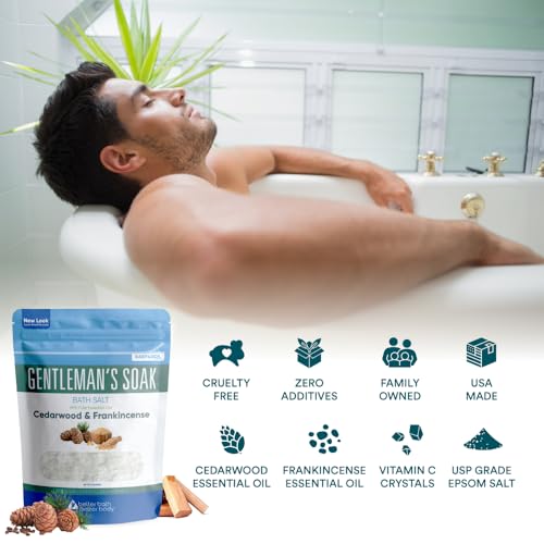 Gentleman's Bath Salt 32 oz Epsom Salt Soak with Essential Oils - Manly Scent